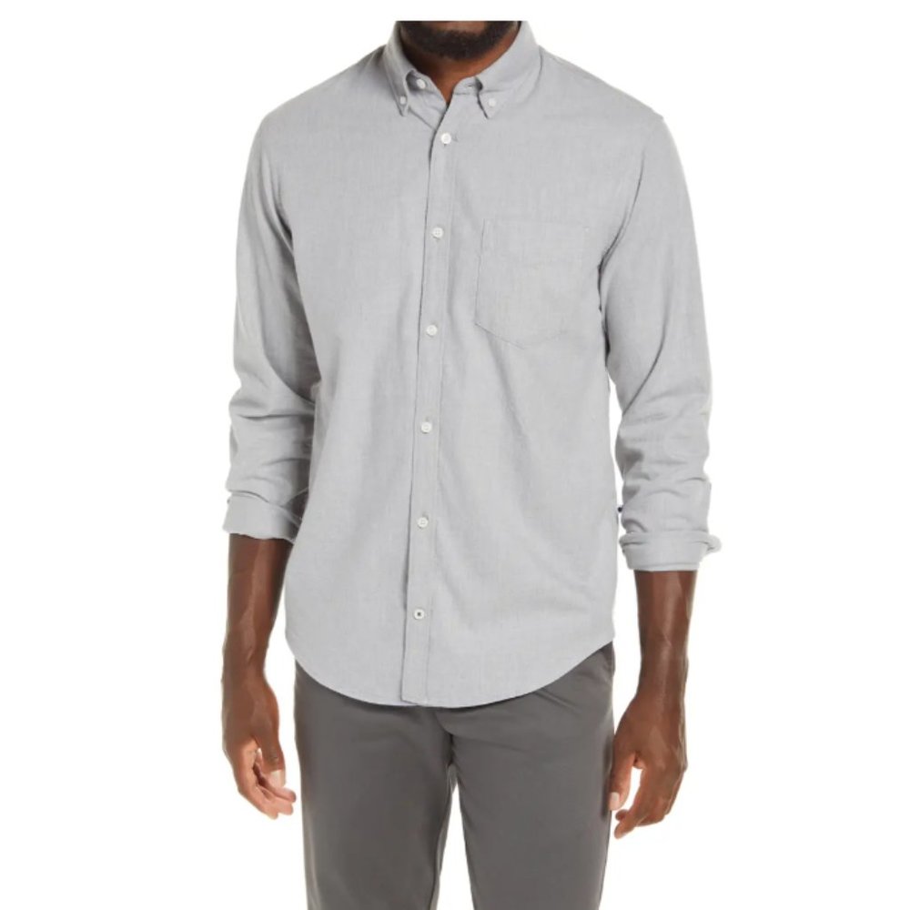 Nordstrom Long Sleeve Dove Gray Mens Button Up Casual Dress Shirt
